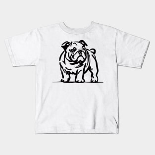 This is a simple black ink drawing of a bulldog Kids T-Shirt